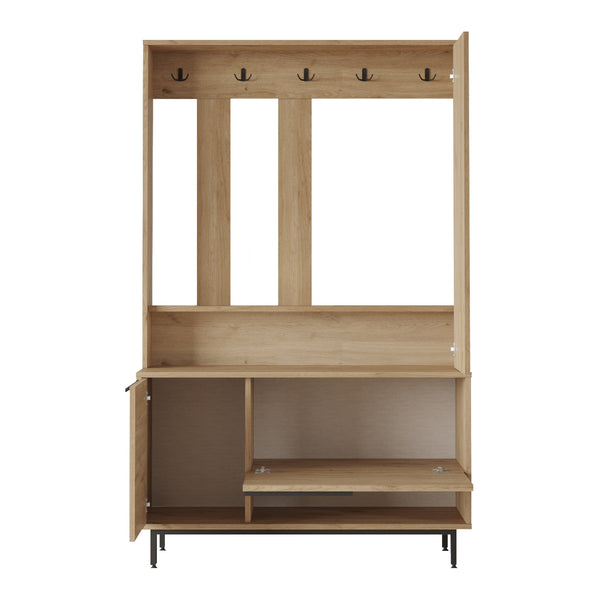 Kompaktgarderob Kvænangen 78x112x36 cm Ek/Rattanutseende [en.casa]