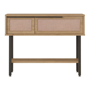 Konsolbord Kvænangen 100x30x76 cm Ek/Rattanutseende [en.casa]