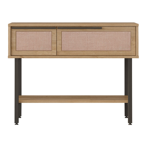 Konsolbord Kvænangen 100x30x76 cm Ek/Rattanutseende [en.casa]