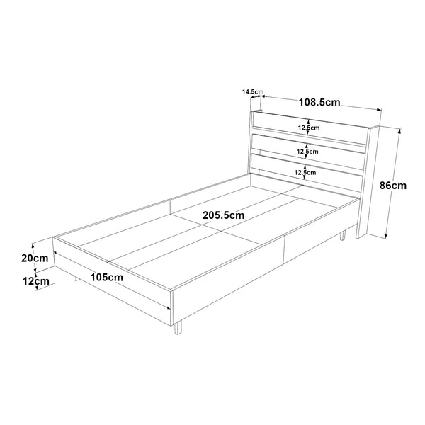 Enkeltsäng Kvænangen 100x200 cm Ek-/Rattan-look [en.casa]