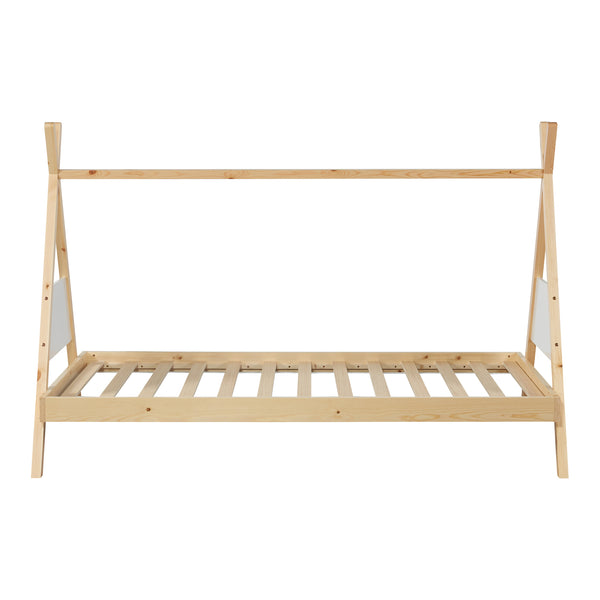 Tipi-säng Siikajoki med madrass 90x200cm furu natur [en.casa]