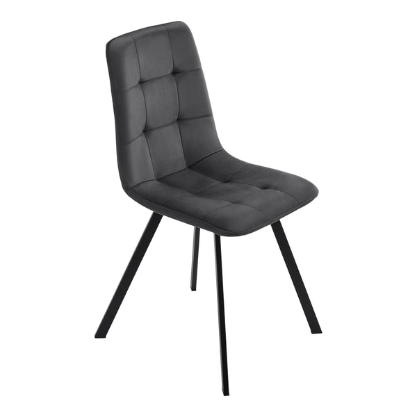 Stol Lexnitz set om 4 mörkgrå sammet 89x44x54 cm [en.casa] 