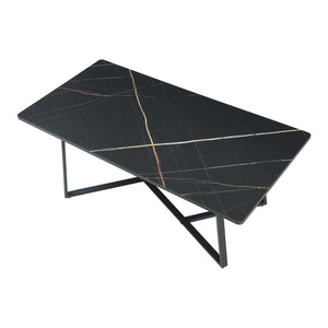 Soffbord Riskiften 120x60x48 cm marmorutseende, svart [en.casa]