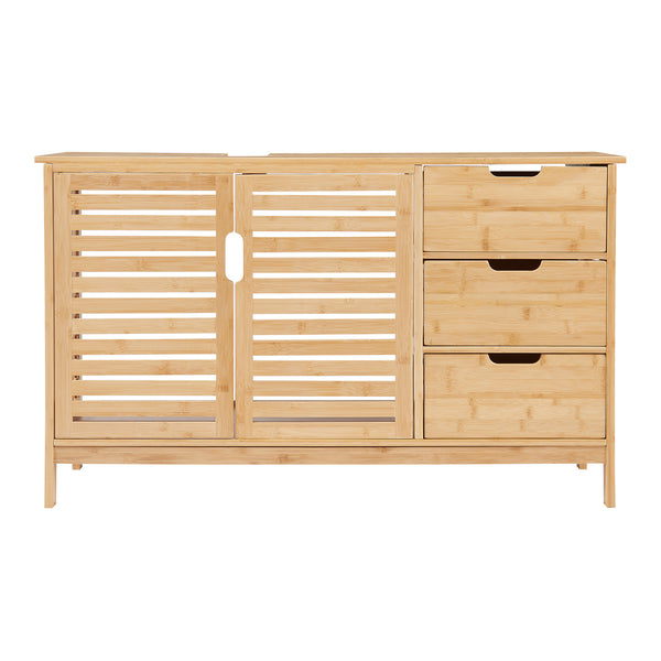 Tvättställsskåp Boksereys 60x100x35 cm Bambus Natur [en.casa]