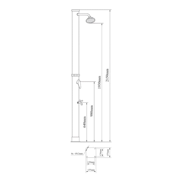 Solardusch Frerievn med fotdusch 215 cm 18L [casa.pro]