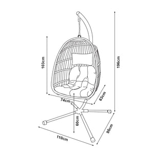 Hängstol Edeng med stativ grå 196x110x95 cm [en.casa]