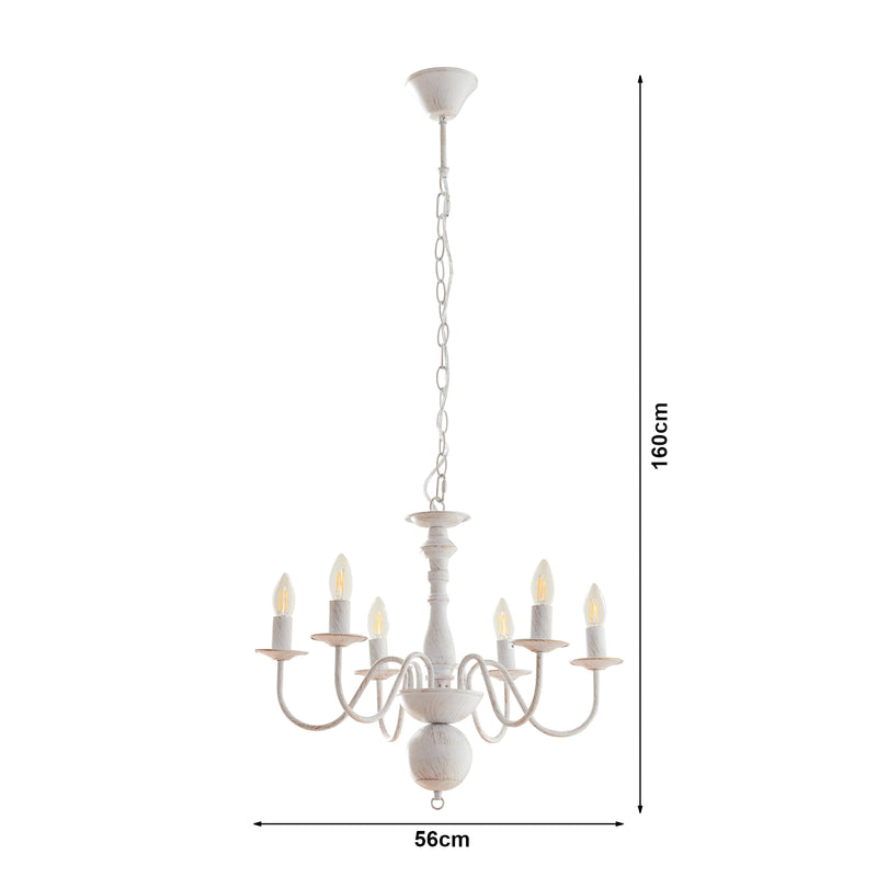 Måttskiss Kronljus Berkeley Metall Vintage-Vit [lux.pro]