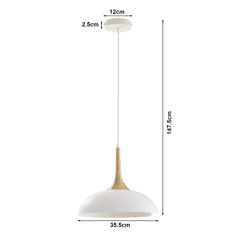 Måttskiss Taklampa Blairgowrie Metall Vit/Mässingsfärgad [lux.pro]