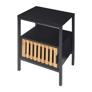 Nattduksbord Luniehti 58x40x33 cm Svart/Natur [en.casa]