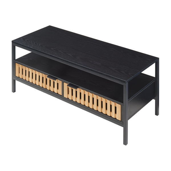 Soffbord Luniehti 100x40x48 cm Svart/Natur [en.casa]
