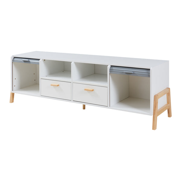 TV-bänk Kvaefjord 160x40x52 cm Vit/Grå [en.casa]