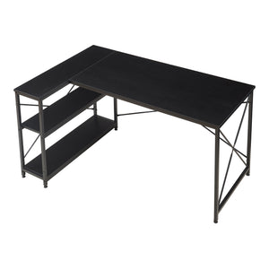 Skrivbord Raundsvalt med 1 hylla L-formad 137x88x75 cm Svart [en.casa]
