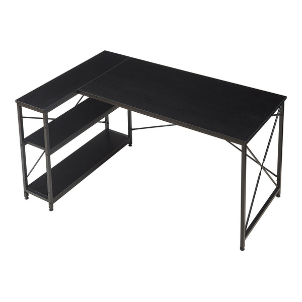 Skrivbord Raundsvalt med 1 hylla L-formad 137x88x75 cm Svart [en.casa]