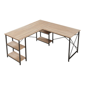Skrivbord Klirurud med 2 hyllor L-format 150x150x75 cm eklook [en.casa]
