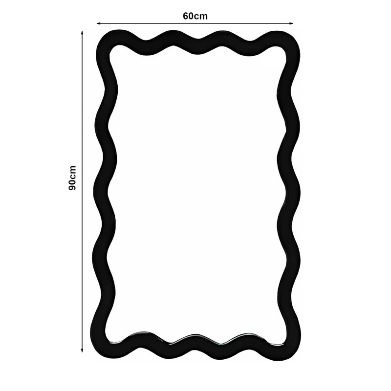 Måttskiss Väggspegel Koster 90x60 cm Svart [en.casa]