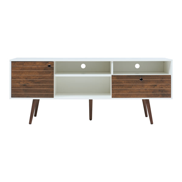 Tv-bänk Vare 165x40x65,5 cm vit valnötsfärg [en.casa] 
