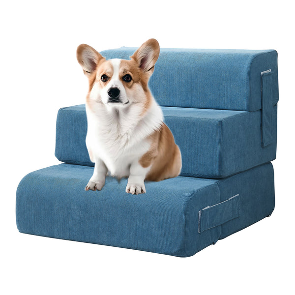 Husdjurstrappa Joelerhatra 4-delar 45x50x45 cm Cord Blå [en.casa]