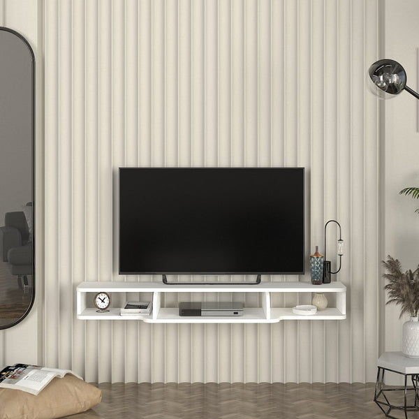 TV-lågt bord hängande Aar 135x30x16 cm Vit [en.casa]