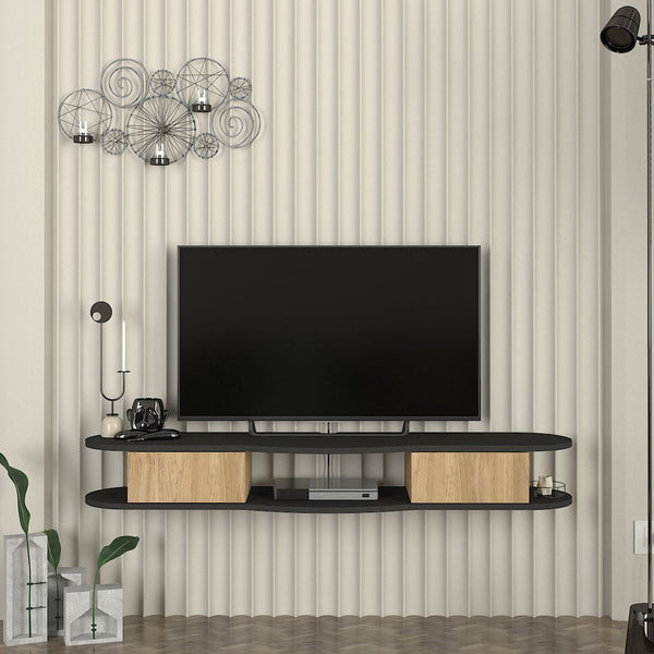 TV-lågt bord hängande Nyskiri 150x35x19 cm Antracit/Eklook [en.casa]