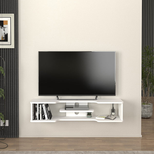 TV-lågt bord hängande Yrela 120x30x26 cm Vit [en.casa]