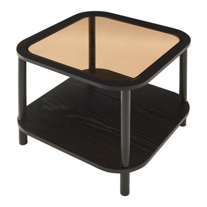 Sidobord Latama med glasskiva 51x51x45 cm Svart/Bronsglas [en.casa]