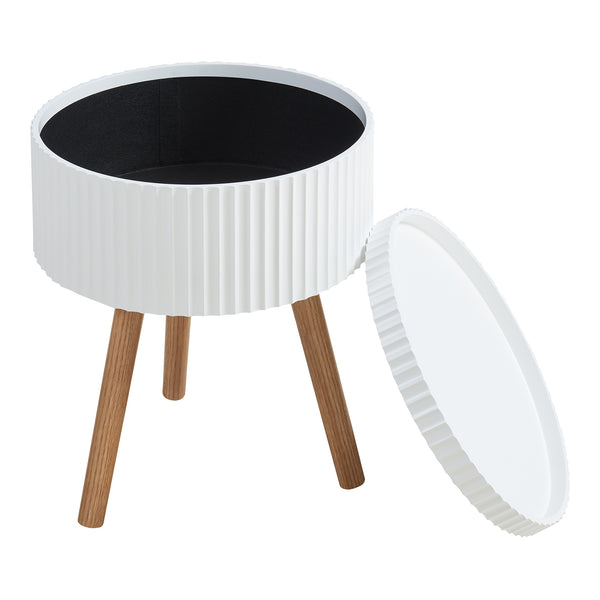Sidobord Bongard med förvaring Ø38x48 cm Vit [en.casa]