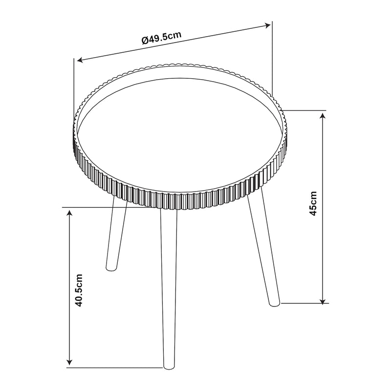 Måttskiss Sidobord Bongard Ø50x45 cm Vit [en.casa]