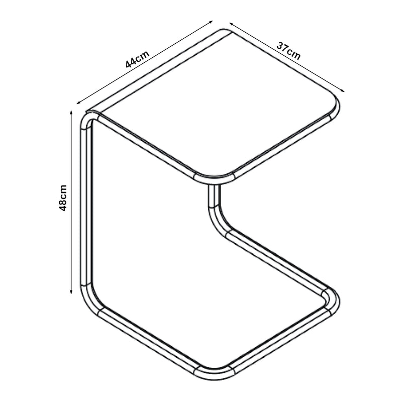 Måttskiss Sidobord Brosa 44x37x48 cm Transparent [en.casa]