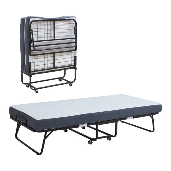 Metallfällsäng Borjavle med madrass 200x90cm Svart [en.casa]