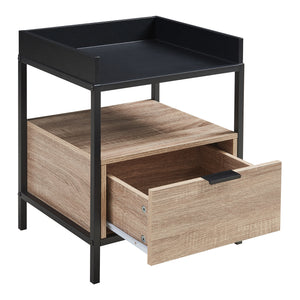 Nattduksbord Belana 51x40x35 cm Svart/Eklook [en.casa]