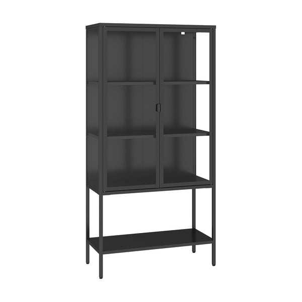 Vitrinskåp Borshavisa stål 2-dörrar 160x80x35 cm svart [en.casa]