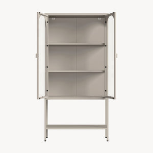 Vitrinskåp Klippestad Stål 160x80x35 cm Kamelfärgat [en.casa]
