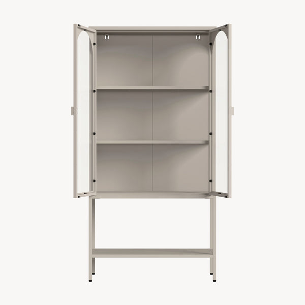 Vitrinskåp Klippestad Stål 160x80x35 cm Kamelfärgat [en.casa]
