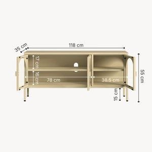 Vitrinskåp-Sideboard Klippestad Stål 118x35x55 cm Kamelfärgad [en.casa]