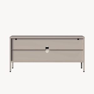 Vitrinskåp-Sideboard Klippestad Stål 118x35x55 cm Kamelfärgad [en.casa]