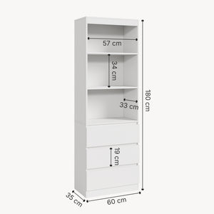 Bokhylla Les 180x60x35 cm vit [en.casa] 