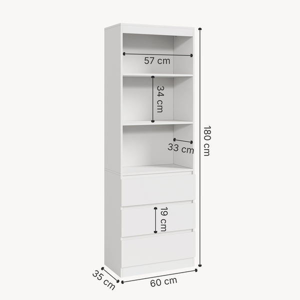 Bokhylla Les 180x60x35 cm vit [en.casa] 
