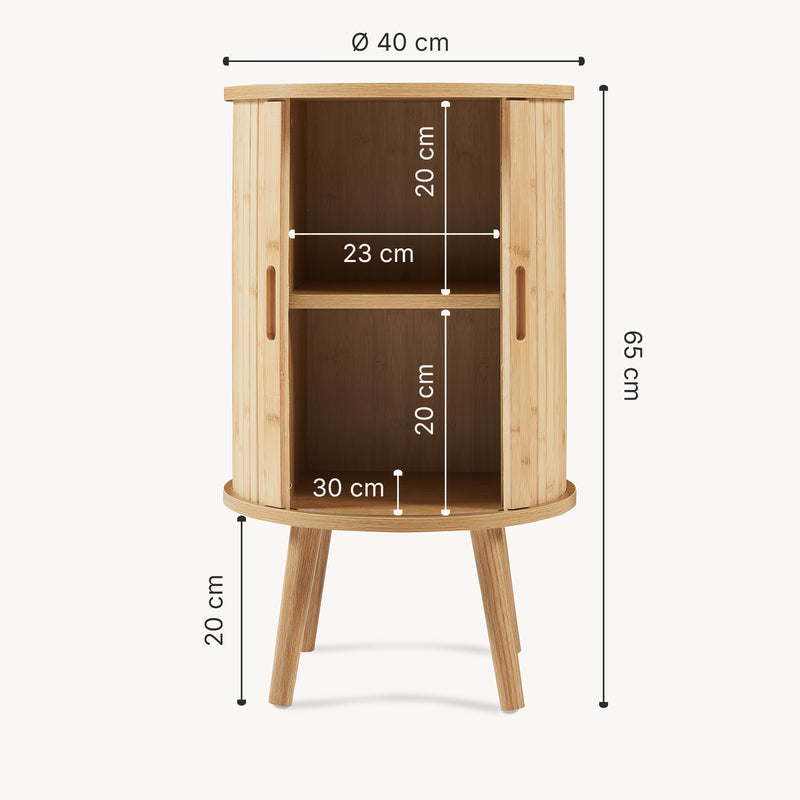 Måttskiss Nattduksbord Nordkapp 65x40 cm Bambus [en.casa]