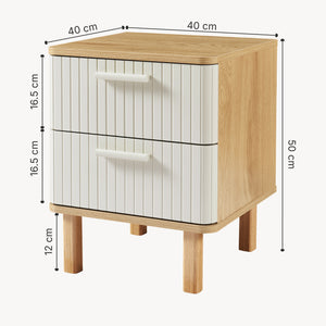 Nattduksbord Ferrersp med 2 lådor 50x40x40 cm eklook/sandfärgad [en.casa]