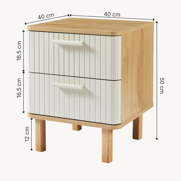 Nattduksbord Ferrersp med 2 lådor 50x40x40 cm eklook/sandfärgad [en.casa]