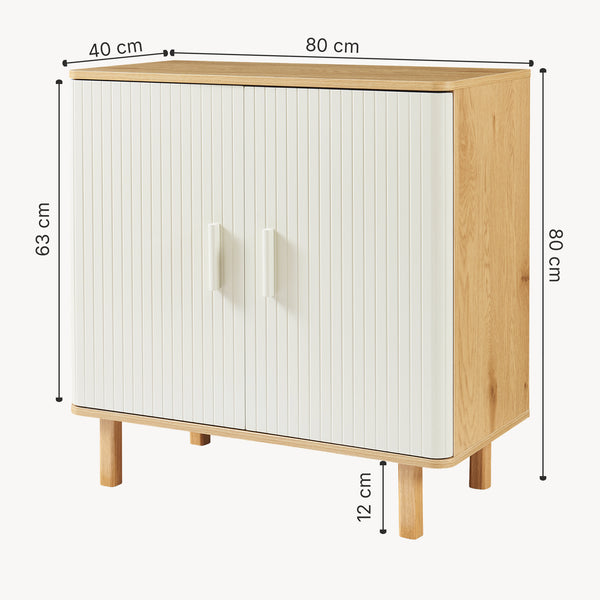 Sideboard Ferrersp med 2 dörrar 80x80x40 cm eklook/sandfärgad [en.casa]
