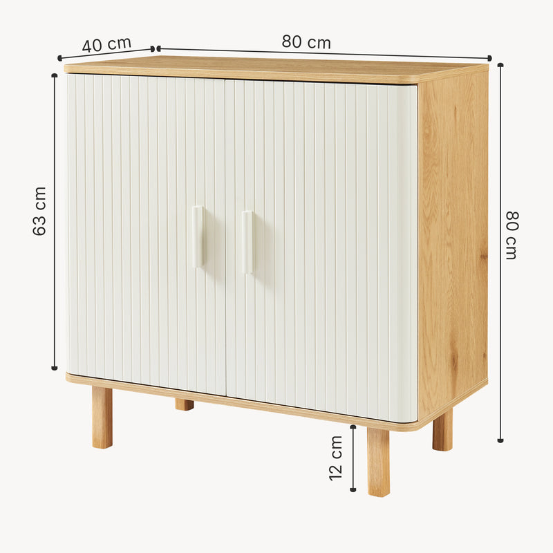 Måttskiss Sideboard Ferrersp med 2 dörrar 80x80x40 cm eklook/sandfärgad [en.casa]