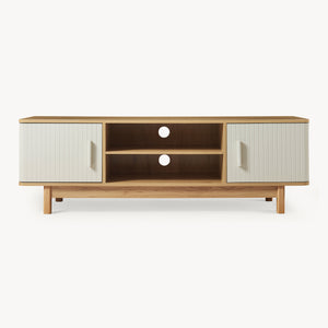 TV-skåp Ferrersp med 2 dörrar 140x40x45 cm eklook/sandfärgad [en.casa]