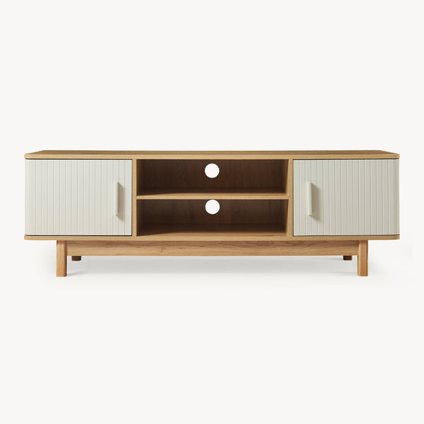 TV-skåp Ferrersp med 2 dörrar 140x40x45 cm eklook/sandfärgad [en.casa]