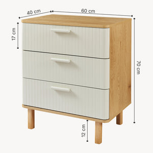 Byrå Ferrersp med 3 lådor 70x60x40 cm eklook/sandfärgad [en.casa]