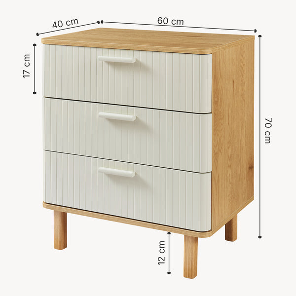 Byrå Ferrersp med 3 lådor 70x60x40 cm eklook/sandfärgad [en.casa]