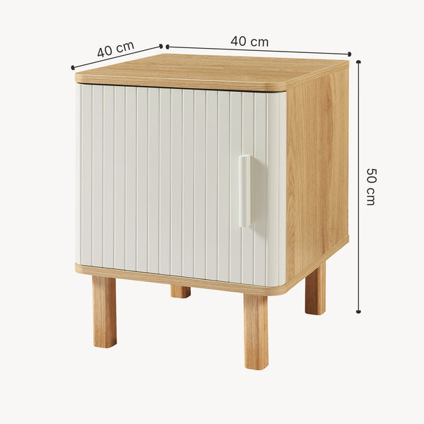 Nattduksbord Ferrersp med dörr 50x40x40 cm eklook/sandfärgad [en.casa]