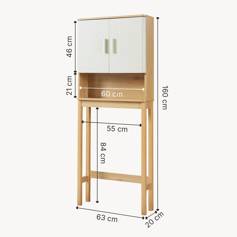 Måttskiss Toalettsskåp Ferrersp 160x63x20 cm Eklook/Sandfärgad [en.casa]