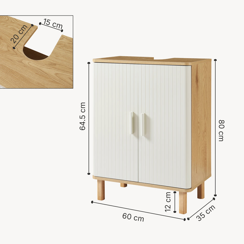 Måttskiss Tvättställsskåp Ferrersp 80x60x35 cm Eklook/Sandfärgad [en.casa]