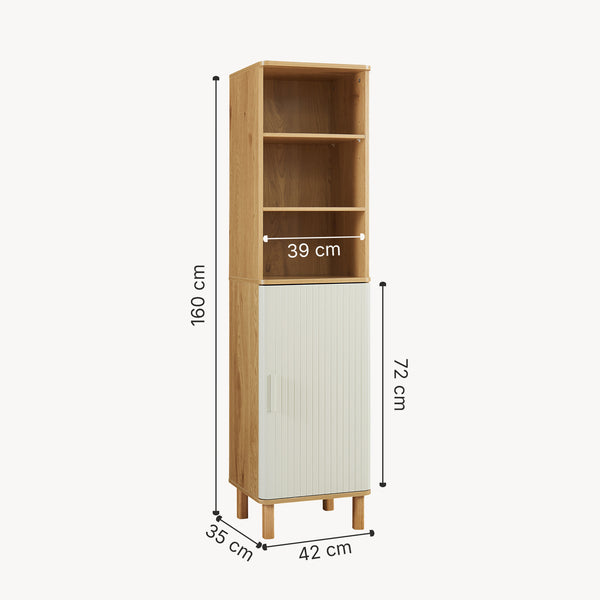 Högskåp Ferrersp 160x42x35 cm Eklook/Sandfärgad [en.casa]